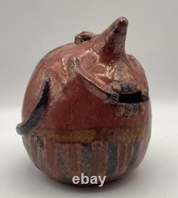 Vintage Red ware Pottery Rat Bank OOAK antique Studio Pottery Mouse Unique