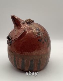 Vintage Red ware Pottery Rat Bank OOAK antique Studio Pottery Mouse Unique