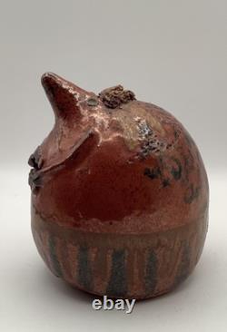 Vintage Red ware Pottery Rat Bank OOAK antique Studio Pottery Mouse Unique