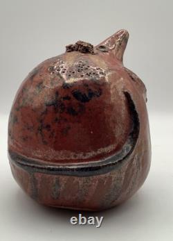 Vintage Red ware Pottery Rat Bank OOAK antique Studio Pottery Mouse Unique