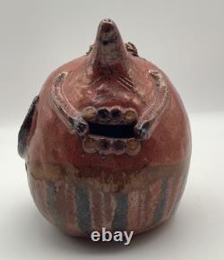 Vintage Red ware Pottery Rat Bank OOAK antique Studio Pottery Mouse Unique