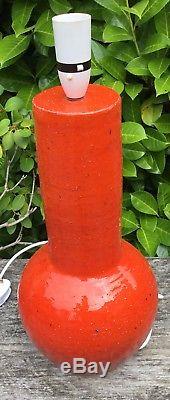 Vintage Retro MidCentury Modern Studio Pottery Red Orange Textured Lamp Italian