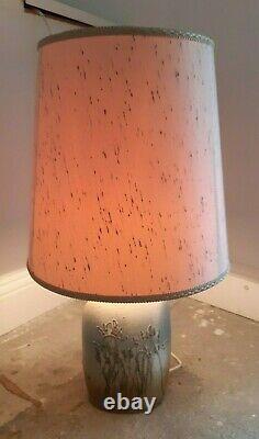 Vintage Retro Studio Pottery Large Lamp Tremaen, Cornwall Blue / Buff Flowers