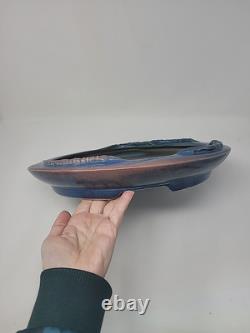 Vintage Rhea Shea Blue Studio Pottery 14 Shallow Centerpiece Bowl Platter