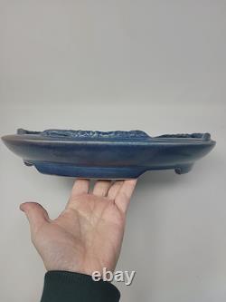 Vintage Rhea Shea Blue Studio Pottery 14 Shallow Centerpiece Bowl Platter
