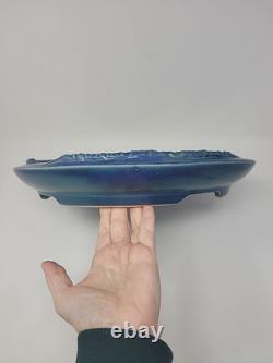 Vintage Rhea Shea Blue Studio Pottery 14 Shallow Centerpiece Bowl Platter