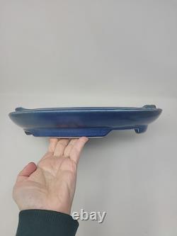 Vintage Rhea Shea Blue Studio Pottery 14 Shallow Centerpiece Bowl Platter
