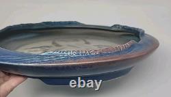 Vintage Rhea Shea Blue Studio Pottery 14 Shallow Centerpiece Bowl Platter