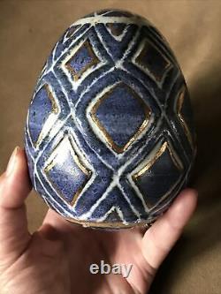 Vintage Richard & Marj Peeler Studio Pottery 4.5 Egg Shaped Sculpture Indiana