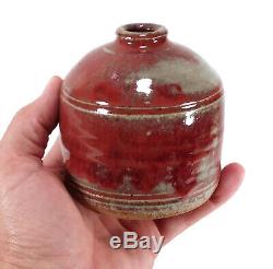 Vintage Richard Peeler Studio Art Pottery Weed Pot Bud Vase Maroon Oxblood Glaze