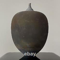 Vintage Rick Foris Organic Modern Raku Fired Ceramic Cocoon Vessel, Signed