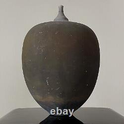 Vintage Rick Foris Organic Modern Raku Fired Ceramic Cocoon Vessel, Signed