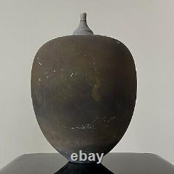 Vintage Rick Foris Organic Modern Raku Fired Ceramic Cocoon Vessel, Signed