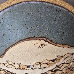 Vintage Rick Schlag 15 Southwestern Studio Pottery Wall Art Plaque Landscape