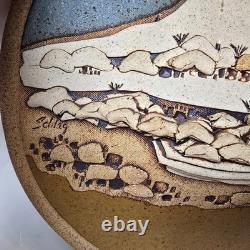 Vintage Rick Schlag 15 Southwestern Studio Pottery Wall Art Plaque Landscape