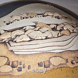 Vintage Rick Schlag 15 Southwestern Studio Pottery Wall Art Plaque Landscape