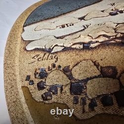Vintage Rick Schlag 15 Southwestern Studio Pottery Wall Art Plaque Landscape