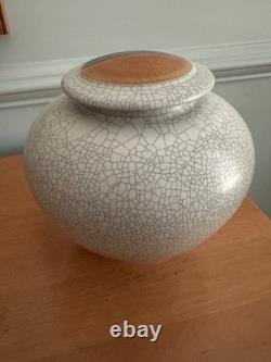 Vintage Rob Wiedmaier Studio Art Pottery Crackle Glaze Lidded Jar Urn