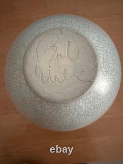 Vintage Rob Wiedmaier Studio Art Pottery Crackle Glaze Lidded Jar Urn