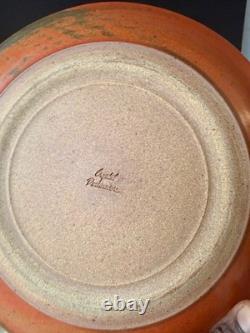 Vintage Robert Crystal Vermont Studio Pottery Pitcher Platter Set Orange Glaze