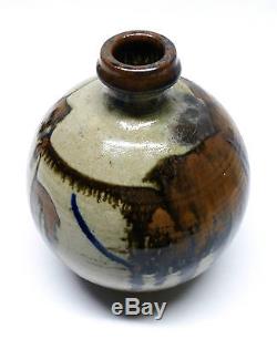 Vintage Robert Sperry Cobalt & Iron Splash Glaze Studio Pottery Ball Vase NW