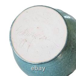 Vintage Robin Egg Blue Michael Schwegmann Studio Pottery Vase Curves Modern 10.5
