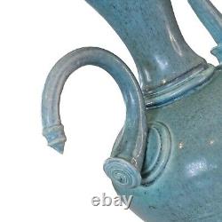 Vintage Robin Egg Blue Michael Schwegmann Studio Pottery Vase Curves Modern 10.5
