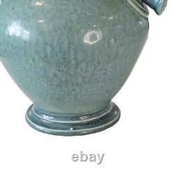 Vintage Robin Egg Blue Michael Schwegmann Studio Pottery Vase Curves Modern 10.5