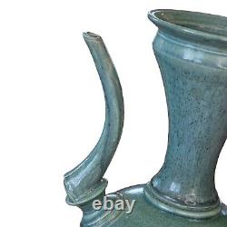 Vintage Robin Egg Blue Michael Schwegmann Studio Pottery Vase Curves Modern 10.5