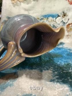 Vintage Robin Morris Dunnmorr Studio Art Pottery Blue Drip Glaze LG 9.5Pitcher