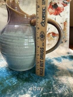 Vintage Robin Morris Dunnmorr Studio Art Pottery Blue Drip Glaze LG 9.5Pitcher Vintage Robin Morris Dunnmorr Studio Art Pottery Blue Drip Glaze LG 9.5Pitcher