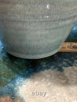 Vintage Robin Morris Dunnmorr Studio Art Pottery Blue Drip Glaze LG 9.5Pitcher