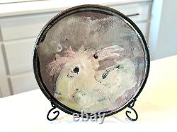 Vintage Ron Meyers Studio Art Earthenware Pottery Plate Chicken
