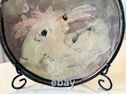 Vintage Ron Meyers Studio Art Earthenware Pottery Plate Chicken