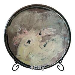 Vintage Ron Meyers Studio Art Earthenware Pottery Plate, Chicken Design