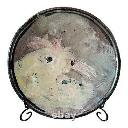 Vintage Ron Meyers Studio Art Earthenware Pottery Plate, Chicken Design