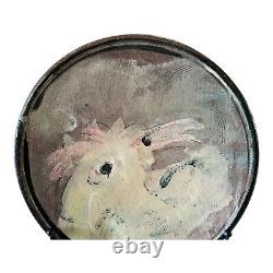 Vintage Ron Meyers Studio Art Earthenware Pottery Plate, Chicken Design