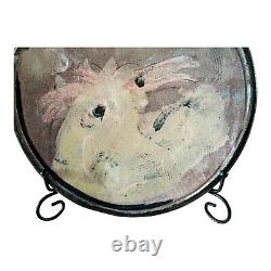 Vintage Ron Meyers Studio Art Earthenware Pottery Plate, Chicken Design