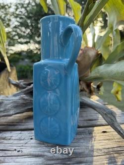 Vintage Rörstrand Carl-Harry Stålhane CHS Sweden Turquoise Blue Ceramic Vase MCM