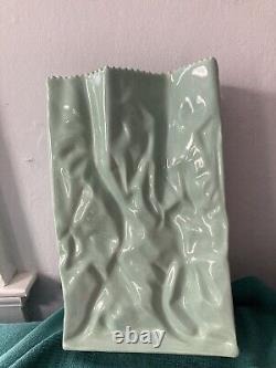 Vintage Rosenthal GREEN Paper Bag Vase 12 Designed Tapio Wirkkala