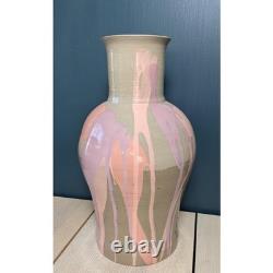 Vintage Roy Hamilton Large Ceramic Urn Vase Studio Pottery Sunset Glaze
