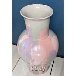 Vintage Roy Hamilton Large Ceramic Urn Vase Studio Pottery Sunset Glaze