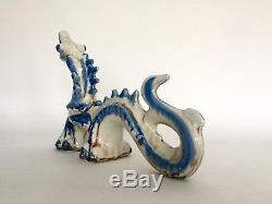 Vintage Rye Studio Pottery David Sharp Large Blue Glazed Dragon Sculpture c1960s