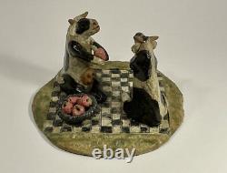 Vintage SANDRA McKENZIE SCMITT Studio Art River Pottery Cows Eating Apples