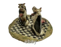 Vintage SANDRA McKENZIE SCMITT Studio Art River Pottery Cows Eating Apples