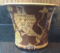 Vintage SHEEN William Lloyd Studio Pottery Slipware Pot Lion Mermaid Ship Decor