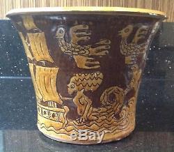 Vintage SHEEN William Lloyd Studio Pottery Slipware Pot Lion Mermaid Ship Decor