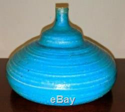 Vintage STEPHEN POLCHERT studio art pottery vessel vase blue 1950's MCM Nebraska
