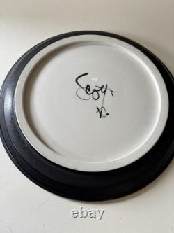 Vintage Sam Scott Black on Black Platter Studio Pottery Seattle PNW 14.5