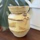 Vintage Samuel Azzaro Studio Pottery Vase Signed Sculptural Textured Ochre 8